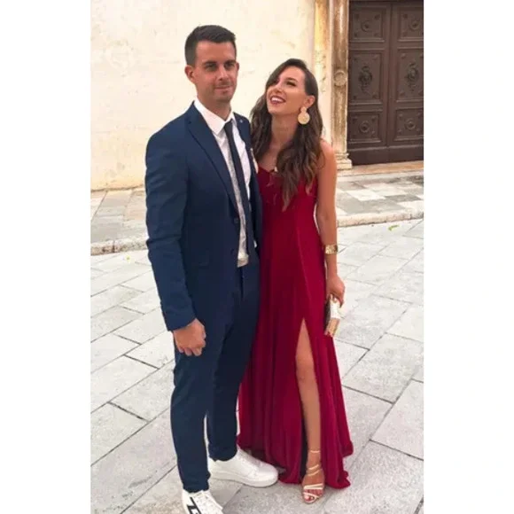 Lulus Cause for Commotion Red Pleated Bustier Maxi Dress Size M - Picture 9 of 14